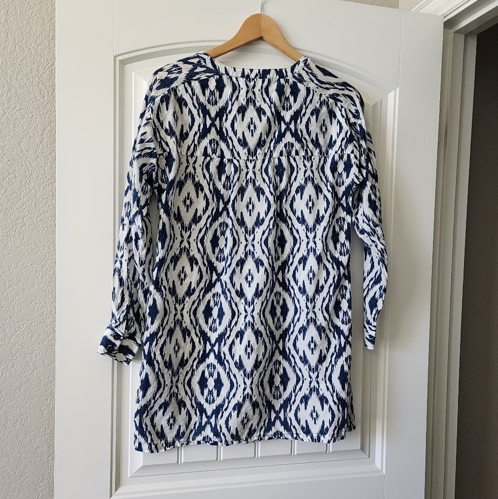 Athleta Women's Size SMALL Ikat Print Cotton Silk Swim Cover Up Tunic - Picture 4 of 8